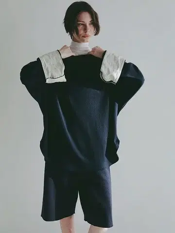 etretokyo 보트넥 커프스 롱Tee 네이비