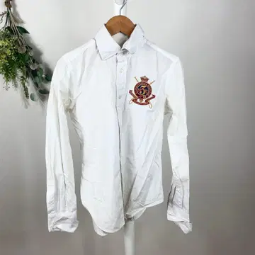 T1333 랄프 로렌 셔츠 M 와펜 트렌드 화이트 유행 긴팔