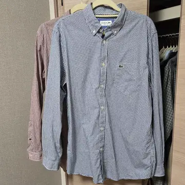 라코스테 깅엄 체크 긴팔 셔츠 2세트