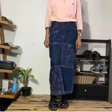 미사용 새상품 택 포함 Disney 데님 스커트 패치워크 M
