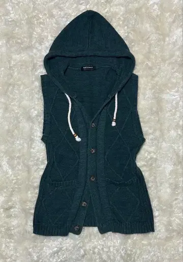 archive 헤이세이 계 그런지 y2k 후드 부착 니트 베스트