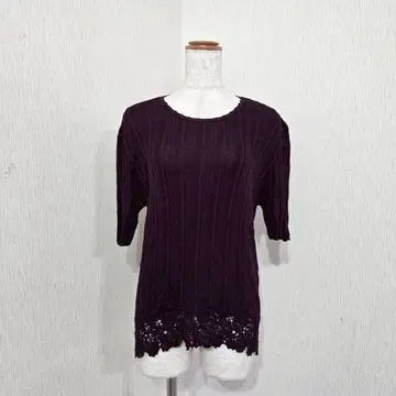 BLANCE 얇은 소재 니트 썸머 스웨터 퍼플 비즈 고급 엘레강트