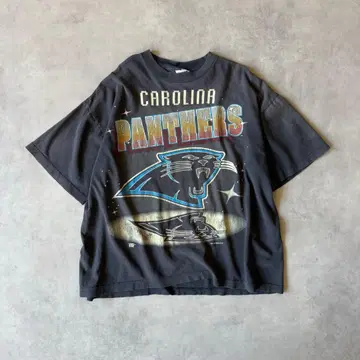 90s USA제 NFL 캐롤라이나 팬서스 T셔츠 흑먹색 선페이드