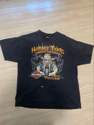 OOs 할리데이비슨 도마뱀 프레임 블랙 페이드 티셔츠