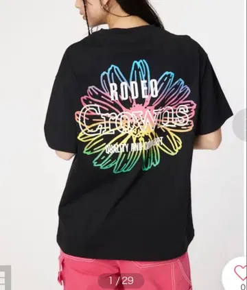 RODEO CROWNS 로데오 크라운 플라워 네온 블랙 T셔츠