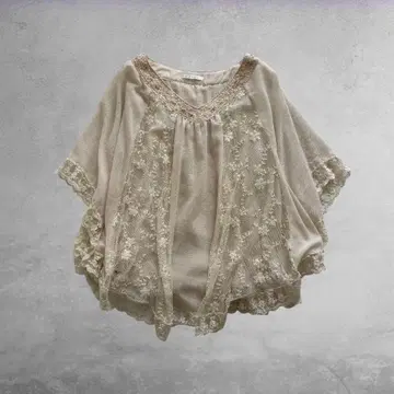 00's 쉬폰 블라우스 레이스 프릴 비즈 모리걸 페어리 그런지