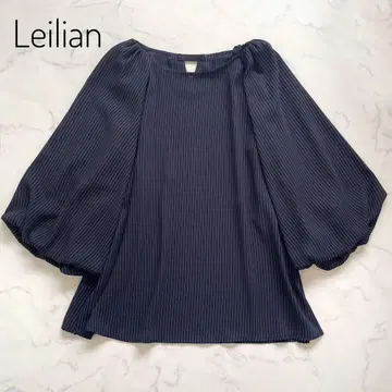 새상품급 Leilian 레리안 벌룬 슬리브 블라우스 오부소매 스트라이프