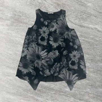 빅 사이즈 LL 해바라기 무늬 쉬폰 튜닉 모노톤 변형