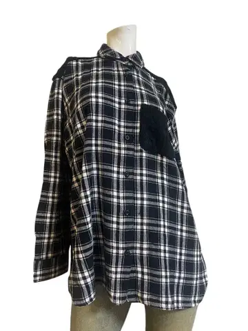 RCWB 니트 절개 체크 셔츠 Y2K 헤이세이 그런지