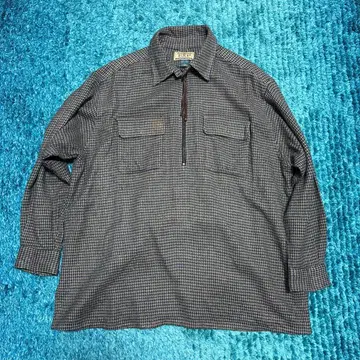 EXP 체크용 하운드투스 체크 패턴 긴팔 셔츠 지퍼 포함