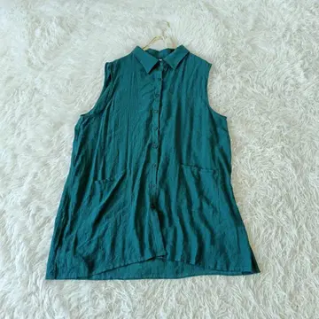 슬리브리스 튜닉 셔츠 블라우스 3L 에메랄드 그린 빅 사이즈