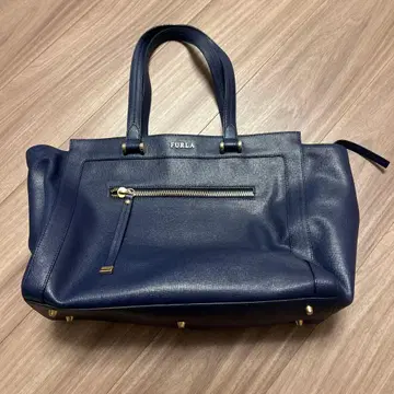 Furla 네이비 가죽 토트백