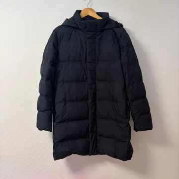 UNIQLO 유니클로 후드 부착 롱 기장 다운 자켓 네이비