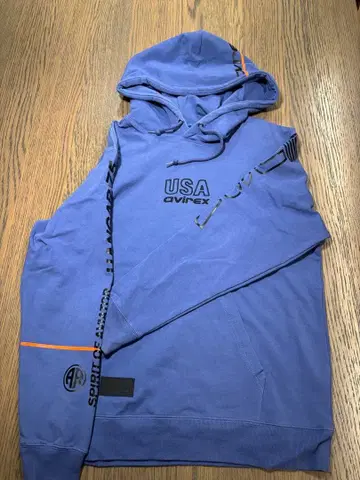 AVIREX 후드티 파랑 네이비 오렌지 블랙 네이비 후드