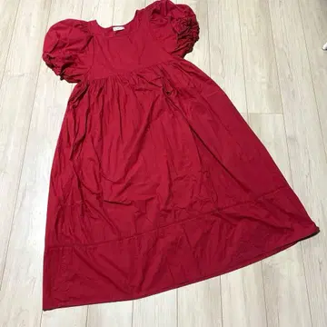 에메랄드 모텔 인도면 롱 원피스 퍼프 슬리브 빅 사이즈 빨간색