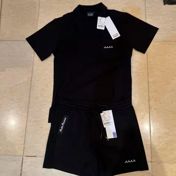 무타 마린 여성용 블랙 피케 셔츠와 숏팬츠 세트