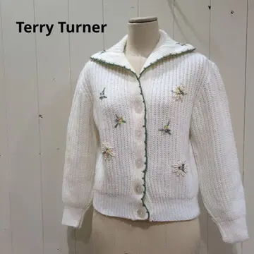 Terry Turner 빈티지 니트 자수 가디건 화이트