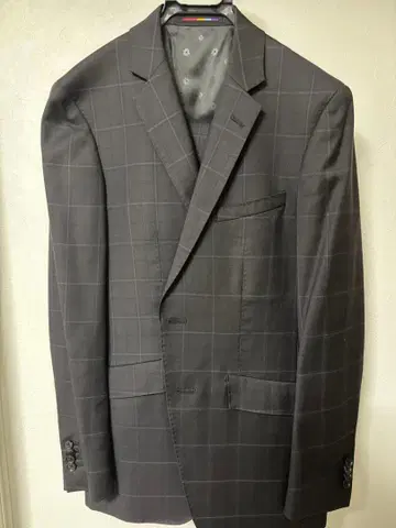 오리히카 셋업 블랙/다크 그레이 체크 무늬 비즈니스 정장