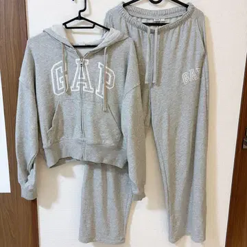 GAP 로고 프렌치 테리 집업 후드티 프렌치 테리 와이드 팬츠