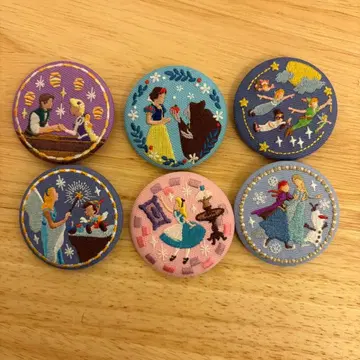 디즈니 자수 캔뱃지 6종 세트