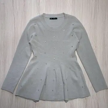 블루이스트 비쥬 페플럼 니트 스웨터 그레이 M