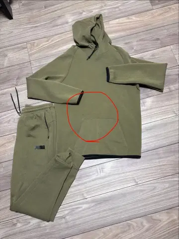 PUMA 후드 부착 맨투맨 올리브 그린