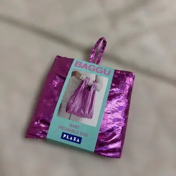 [ 미사용 새상품 ] BAGGU/에코백/홀로메탈릭 핑크/baby size