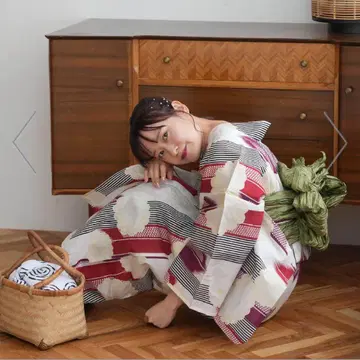 utatane 스트라이프 야가스 꽃무늬 면 유카타 단품