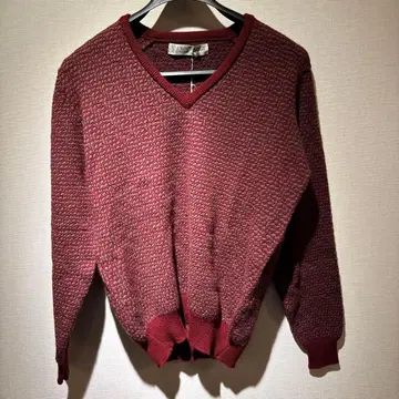 데드스탁 RENOWN 버건디 V넥 니트 스웨터