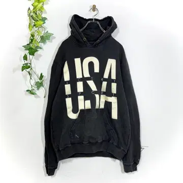 빅토리 레어 USA SPORT 빅 로고 후드 맨투맨 L 블랙