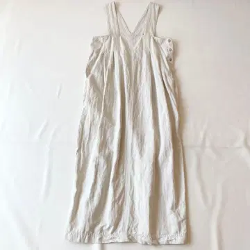 [ 새상품급 ] 유니 코튼 린넨 데님 오버롤 스커트 원피스 아이보리