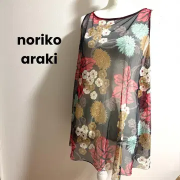 noriko araki 꽃무늬 슬리브리스 시어 탱크탑 꽃무늬 M