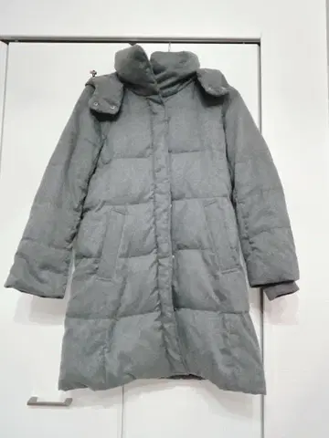 GLOBAL WORK 패디드 코트 후드 달린 다운 코트 그레이