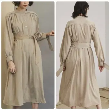 유나이티드 도쿄 스탠드 카라 셔링 원피스 벨트 포함 0 S