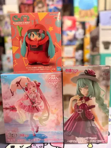 하츠네 미쿠 피규어 3개 세트 벚꽃 미쿠 AMP+ 건담 콜라보 묶음 판매