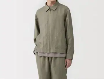 무지 라보 XL 린넨 리오셀 집업 워크 셔츠 카키