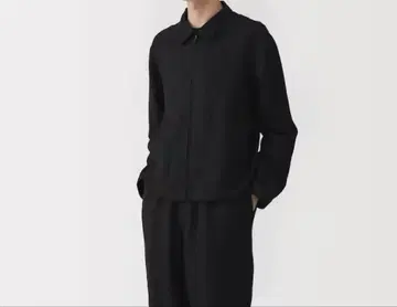 무지 라보 XL 린넨 리오셀 집업 워크 셔츠 블랙