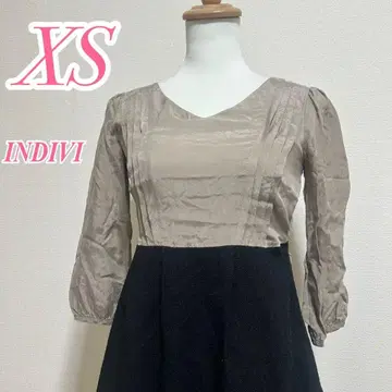 INDIVI 인디비 원피스 XS 베이지 블랙 절개 깔끔한