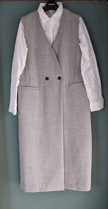 PLST 롱베스트 라이트 그레이 세레모니 출퇴근 깔끔한 더블 M