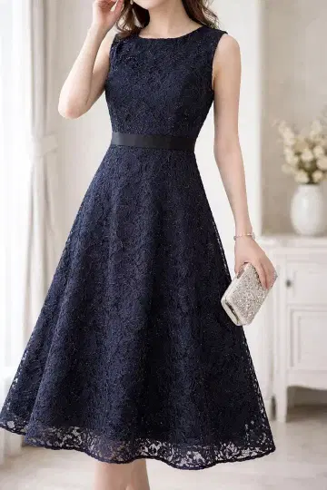 Diagram 그레이스 콘티넨탈 레이스 원피스 네이비 포멀