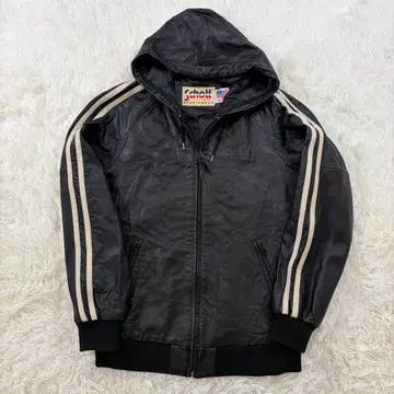 SCHOTT 램 가죽 집업 후드티 사이드 라인 부드러운 블랙 L