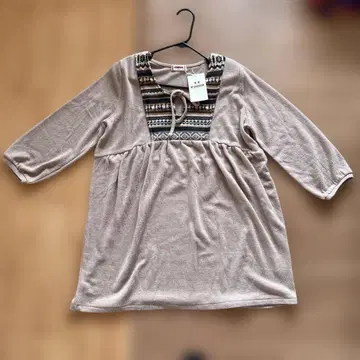 MCGREGOR 베이지 자수 튜닉 L