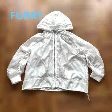 미사용 FURRY 시스루 후드티 퍼리 후드 부착 블루종