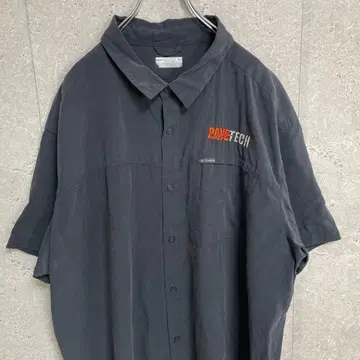 컬럼비아 기업 로고 자수 그레이 워크 반팔 셔츠 빅사이즈 2XL 정도