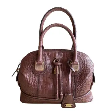 사만다 타바사 브라운 패드락 자물쇠 핸드백 악어 무늬 가죽