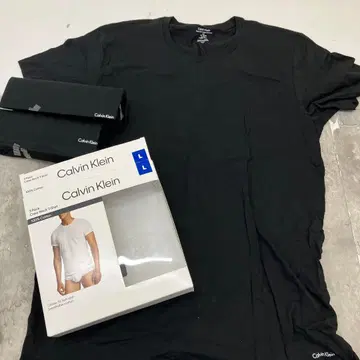 8/0413p07 Calvin Klein 블랙T셔츠 L 3장 set