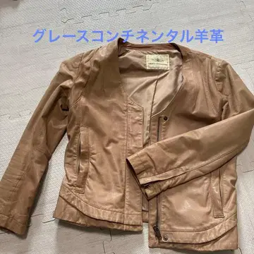 GRACE CONTINENTAL 베이지 가죽 숏 자켓