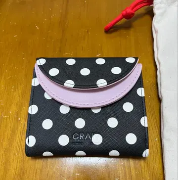 GRAIN 물방울 패턴 3단 폴더형 지갑 수납 봉투 포함