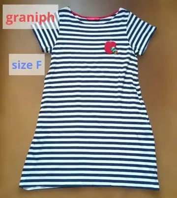 [graniph] 컨디션 최상 배고픈 애벌레 여성용 보더 반팔 원피스