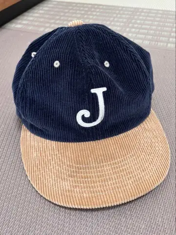 [ CA4LA 카시라 ] 코듀로이 야구 모자 J 자수 네이비/베이지